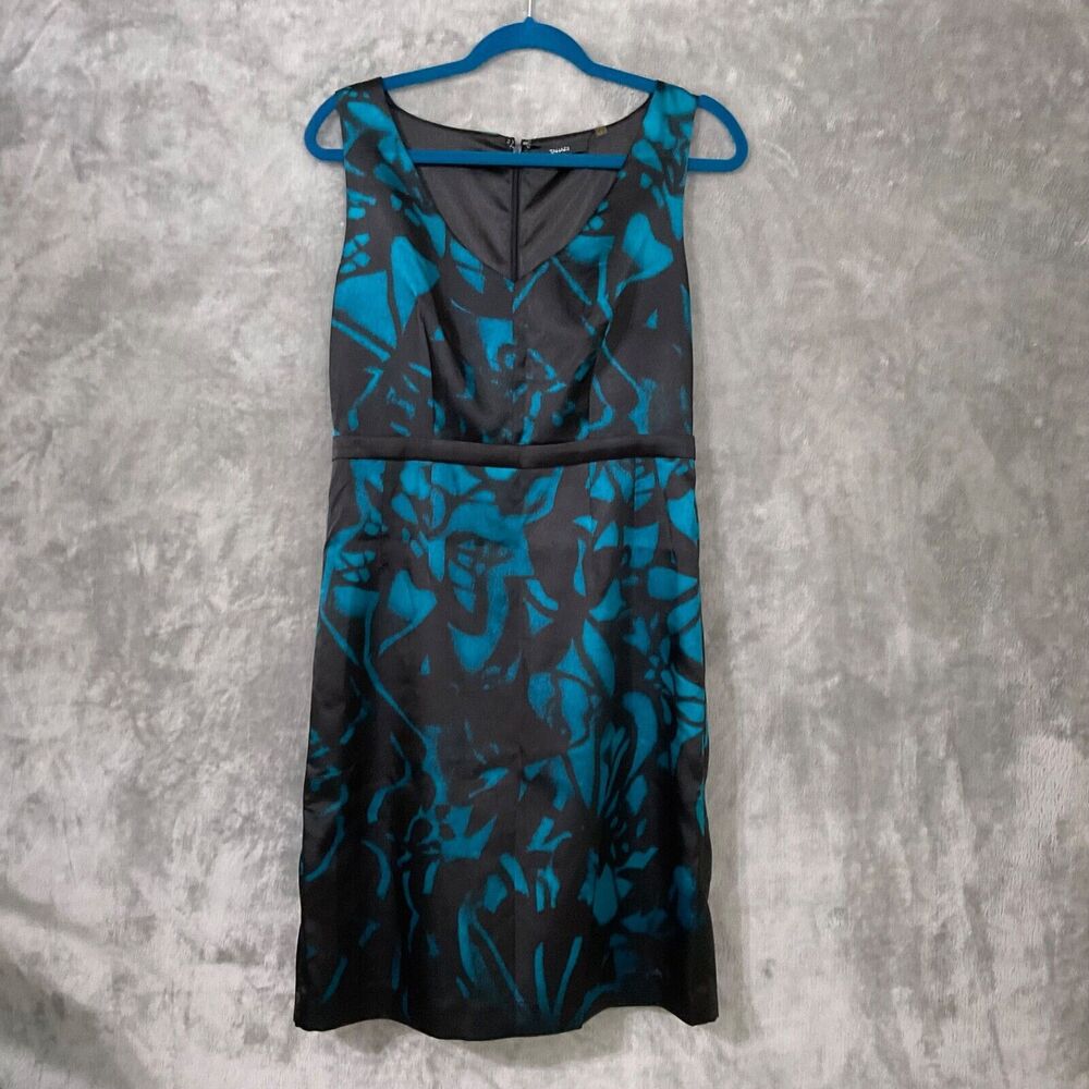 TAHARI midi belted sheath Dress Women’s Sz 10 Dark Blue black Career Office